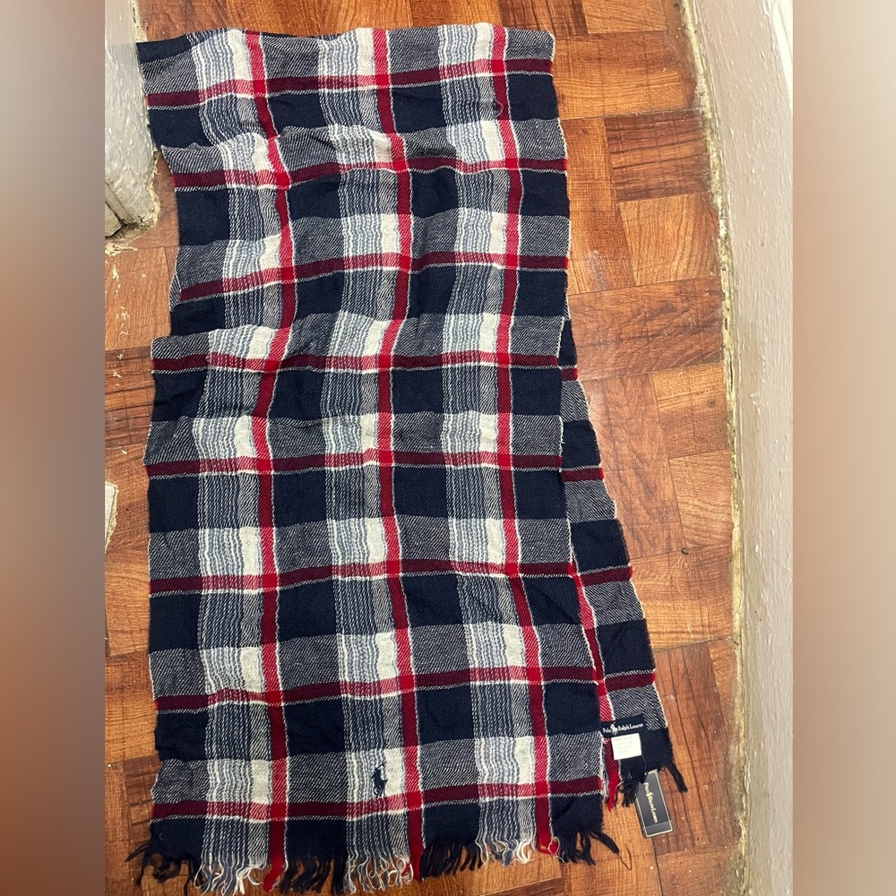 Polo Ralph Lauren Red, Black, and White Plaid Scarf